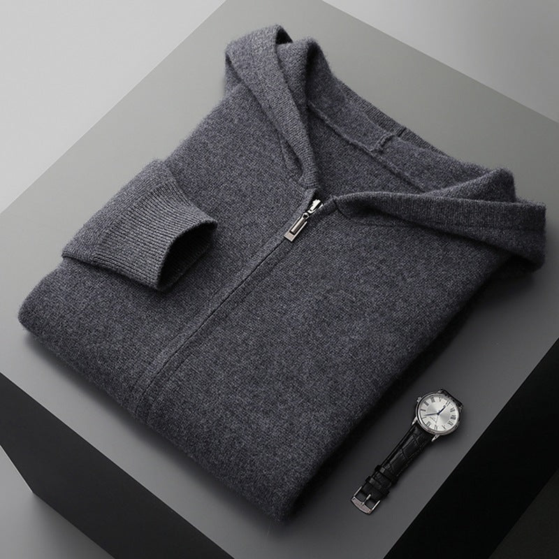 Cashmere Cardigan Hooded Zipper