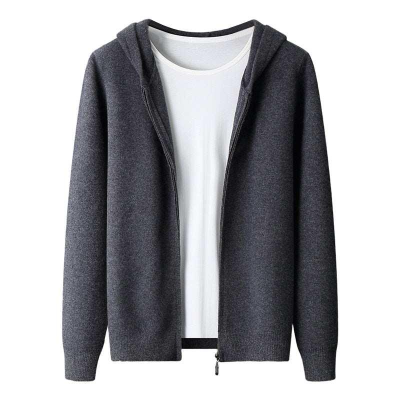 Cashmere Cardigan Hooded Zipper