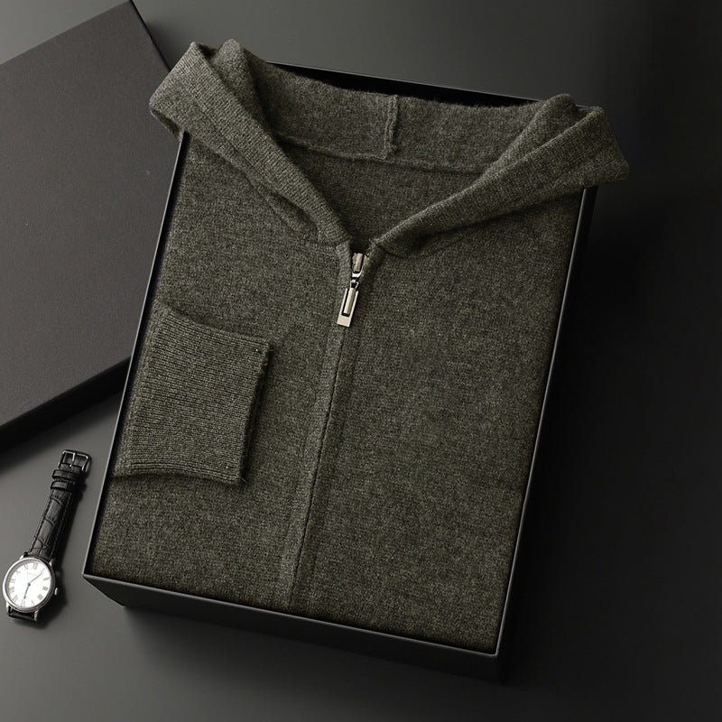 Cashmere Cardigan Hooded Zipper